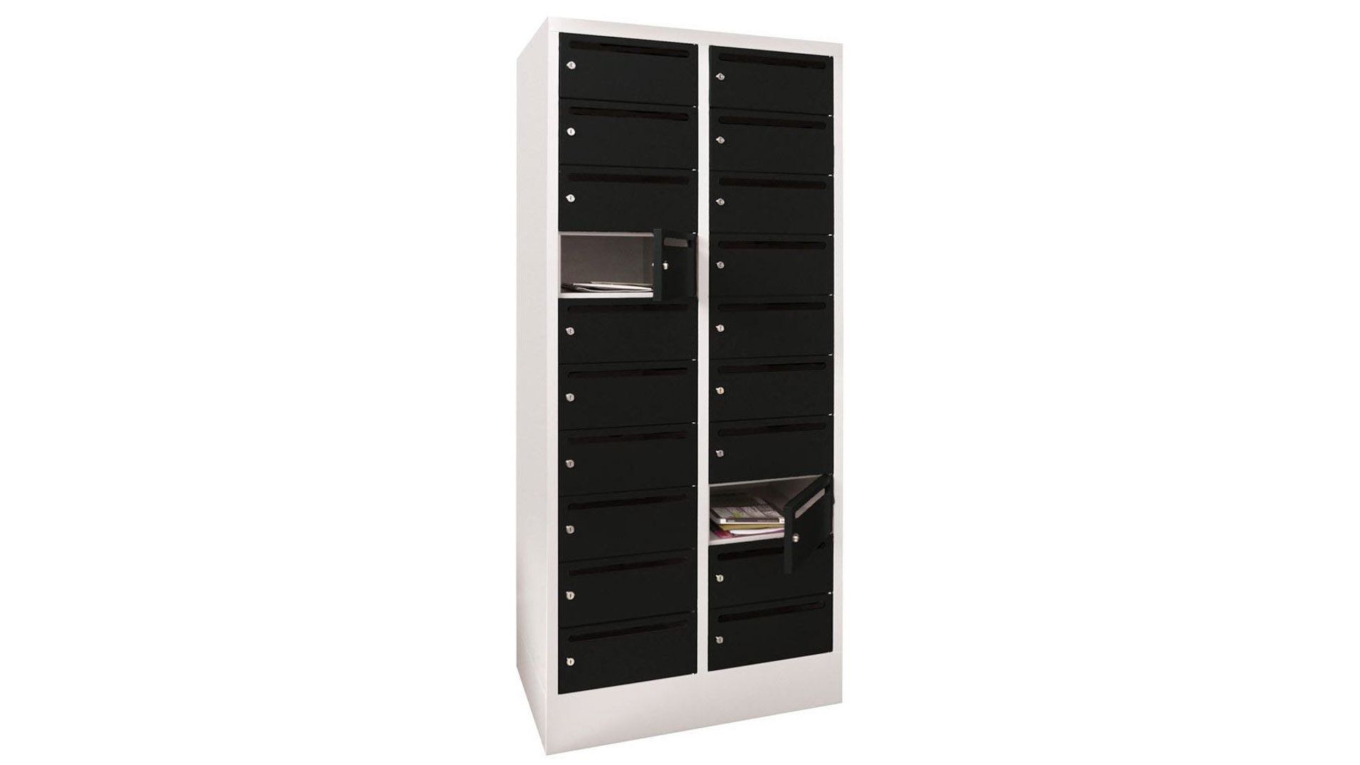Postverteilerschrank, Breite 80 cm, Höhe 185 cm, Tiefe 50 cm, 20 Fächer