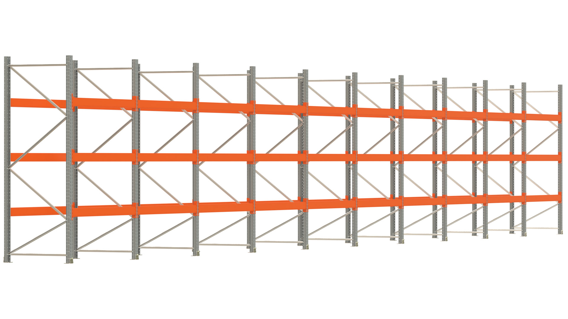 Palettenregal ARTUS - Breite 1993,5 cm - Höhe 300 cm - Tiefe 110 cm - Fachlast 2000 kg - 80 Palettenstellplätze