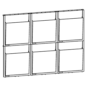 Wand-Prospekthalter, 6xDIN A4, BxTxH 852x59x652 mm, glasklar, inkl. Montageschiene + Befestigungsmaterial, VE 2 Stück