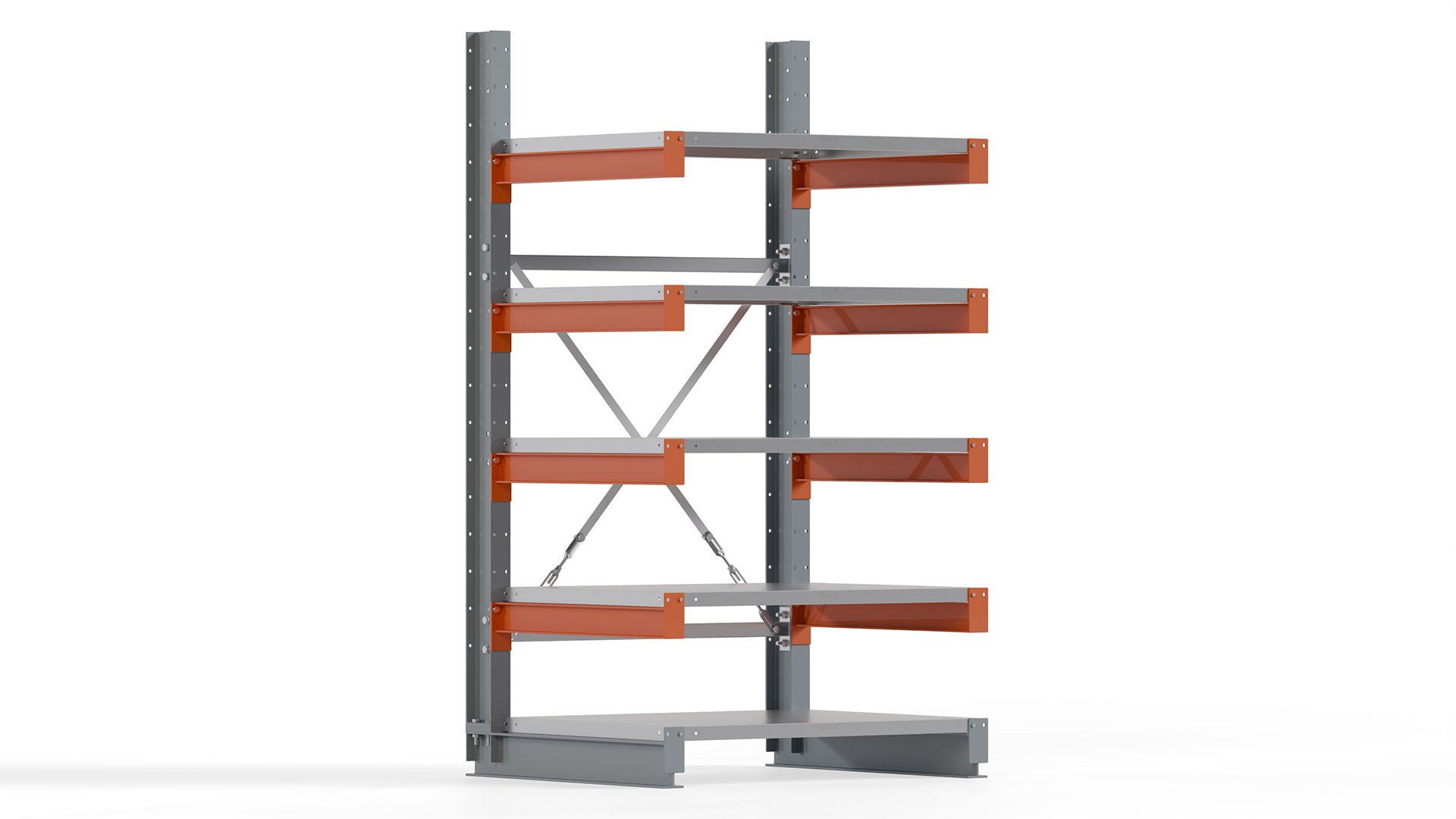 Kragarmregal KARL basic - lackiert - Breite: 100 cm - Höhe: 200 cm - Tiefe: 80 cm - Traglast je Kragarm: 550 kg - einseitig