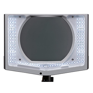 LED-Lupenleuchte, 3 Dioptrien, 1,75-fache Vergrößerung, Linsen-Durchm. 7,5x6,2 Zoll (195x157 mm), 108 LEDs, Höhe 420 mm, Klemmfuß, schwarz