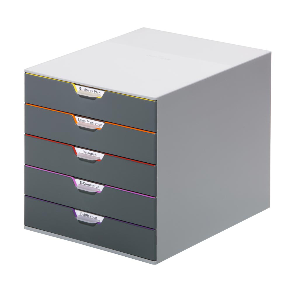 Schubladenboxen geschl., 5 Schubladen,B280xH292xT356 mm mehrfarbig, stapelbar