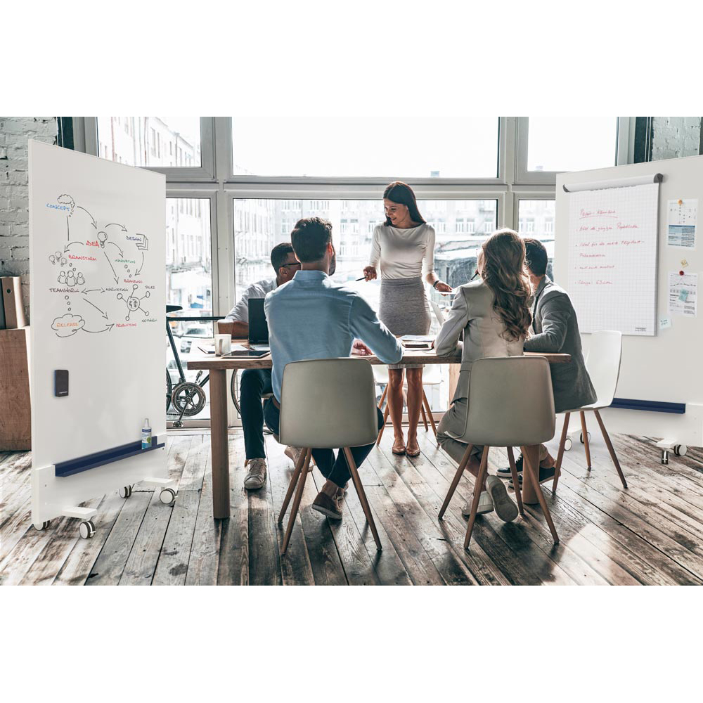 Whiteboard, Magnettafel, Stellwand, mobil, emailliert, beschreibbar, BxH 1000x1910 mm, weiß