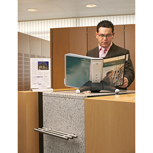 Sichttafelsystem, Tischständer, Kunststoff, 10 Sichttafeln-Polypropylen (5 x schwarz, 5 x grau), 10 Reiter 58 mm breit