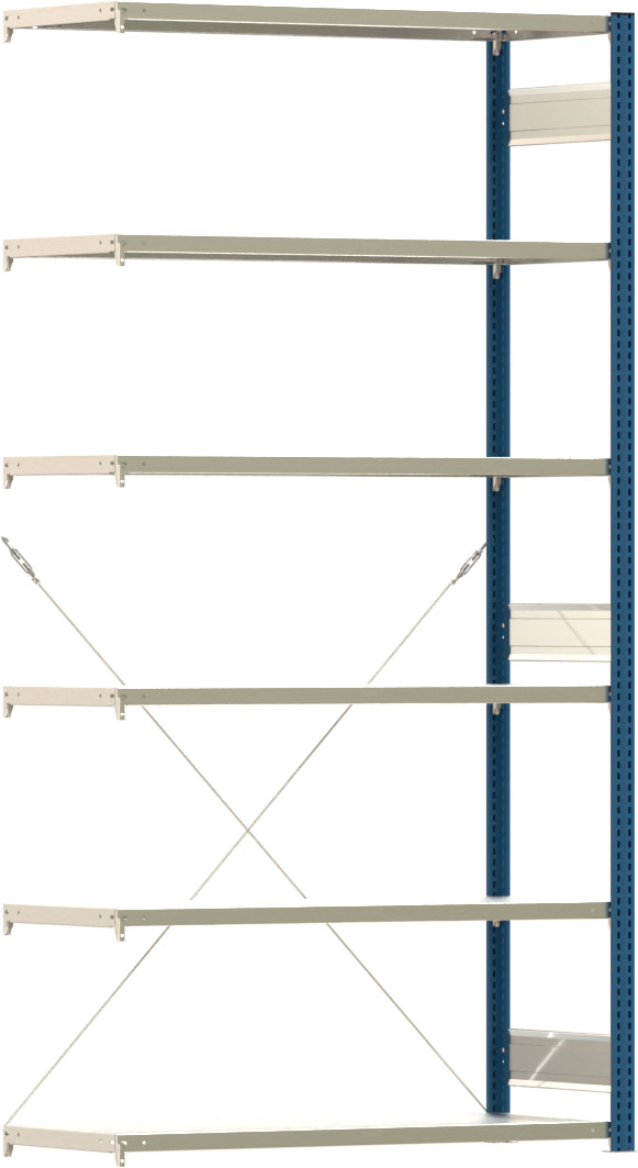 Fachbodenregal BERT - Breite: 128,5 cm - Tiefe: 50 cm - Höhe: 250 cm - 6 Böden - Anbauregal