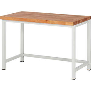 Werkbank, BxTxH 1250x700x840 mm, Platte Buche 40 mm, RAL 7035