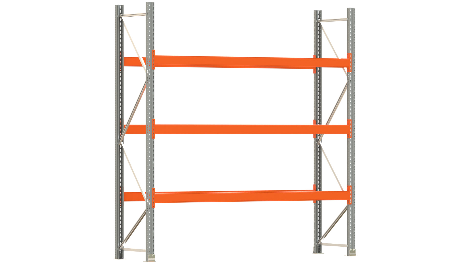 Palettenregal ARTUS - Breite 287 cm - Höhe 300 cm - Tiefe 80 cm - 3 Träger-Ebenen - max. Fachlast 2100 kg - 8 Palettenstellplätze
