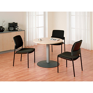 Steh-Tisch, Durchm.xH 900x1100 mm, Rund, Plattenfarbe lichtgrau, Säule silber, Tellerfuß anthrazit