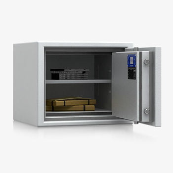 Dokumentensafe, Aktentresor, Geldschrank, Möbeltresor, VdS B S2, 60 Min feuerfest, Tür 1-flügelig, 380 x 463 x 427 mm (HxBxT), Farbe lichtgrau