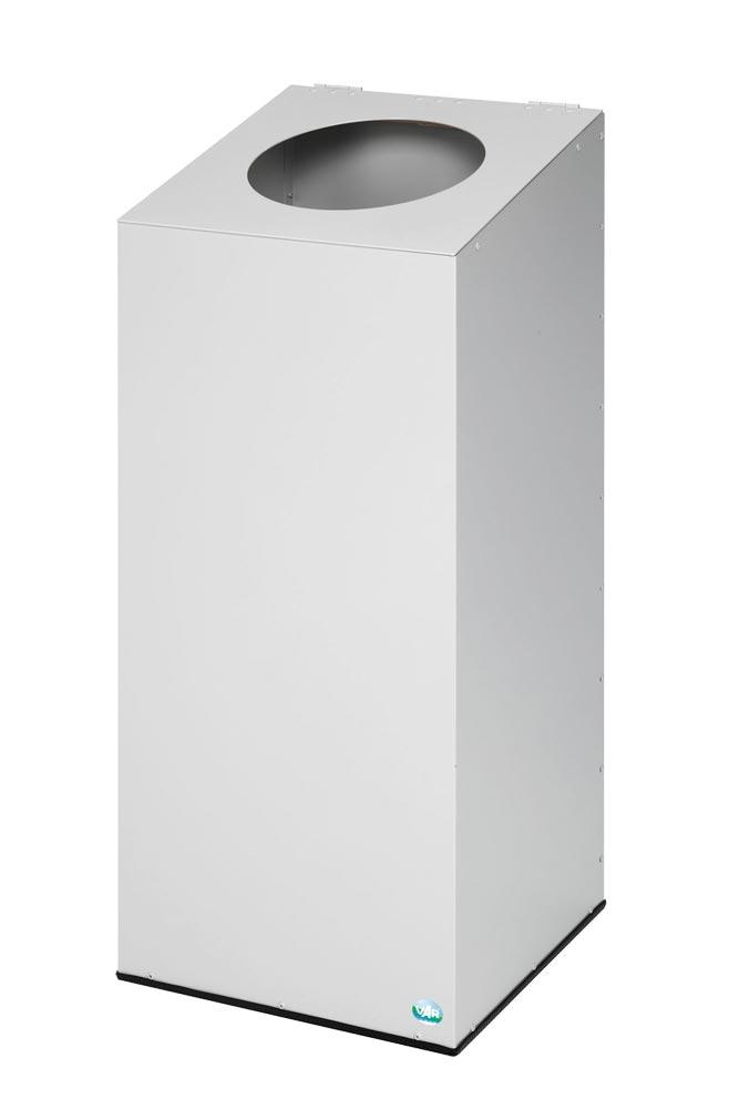 Wertstoffsammler, Stahlblech, Vol. 100 l., Klemmring, BxTxH 320x320x700 mm, Korpus silber, Aufsatz lichtgrau, Pikto Restmüll
