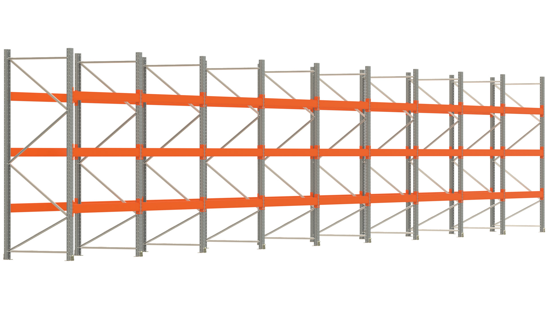 Palettenregal ARTUS - Breite 1795 cm - Höhe 300 cm - Tiefe 110 cm - Fachlast 2000 kg - 72 Palettenstellplätze