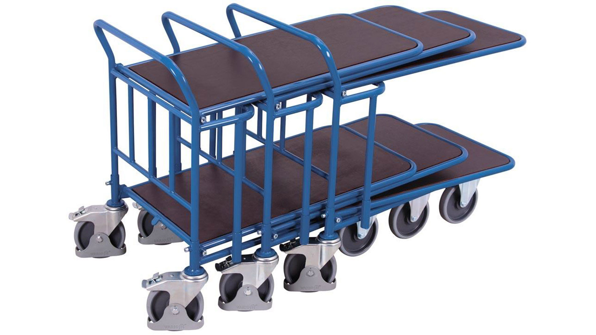 C+C Wagen mit Siebdruckplatte - 2 Etagen - ineinanderschiebbar - Ladefläche 700 x 1.030 mm (BxT) - Traglast 500 kg - enzianblau