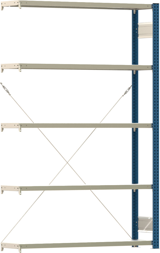 Fachbodenregal BERT - Breite: 128,5 cm - Tiefe: 30 cm - Höhe: 200 cm - 5 Böden - Anbauregal