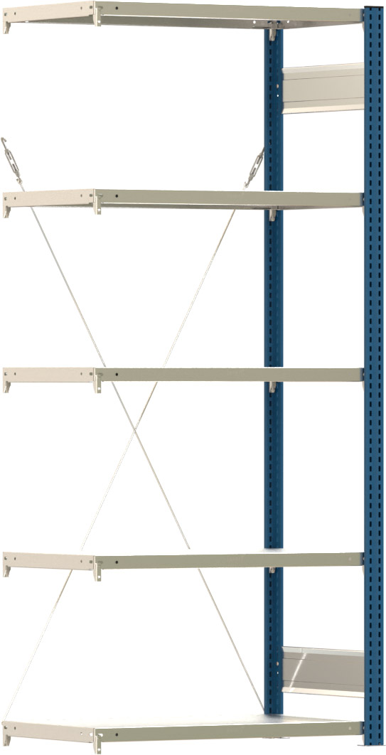 Fachbodenregal BERT - Breite: 87,5 cm - Tiefe: 50 cm - Höhe: 200 cm - 5 Böden - Anbauregal