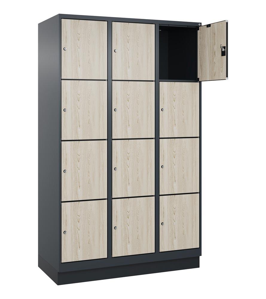 Fächerschrank mit MDF Türen, Breite 120 cm, Höhe 195 cm, Tiefe 50 cm, 12 Fächer