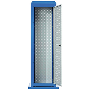 Tool-Tower, BxTxH 700x700x2015 mm, stationär, 3 Lochplatten, 1 Tür, RAL 5010/7035