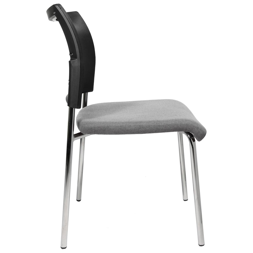 Stapelstuhl, Sitz-BxTxH 480x450x430 mm, Gesamthöhe 830 mm, 4-Fuß-Gestell verchromt, Netzrücken schwarz, Sitzpolster schwarz/hellgrau, VE 2 Stück