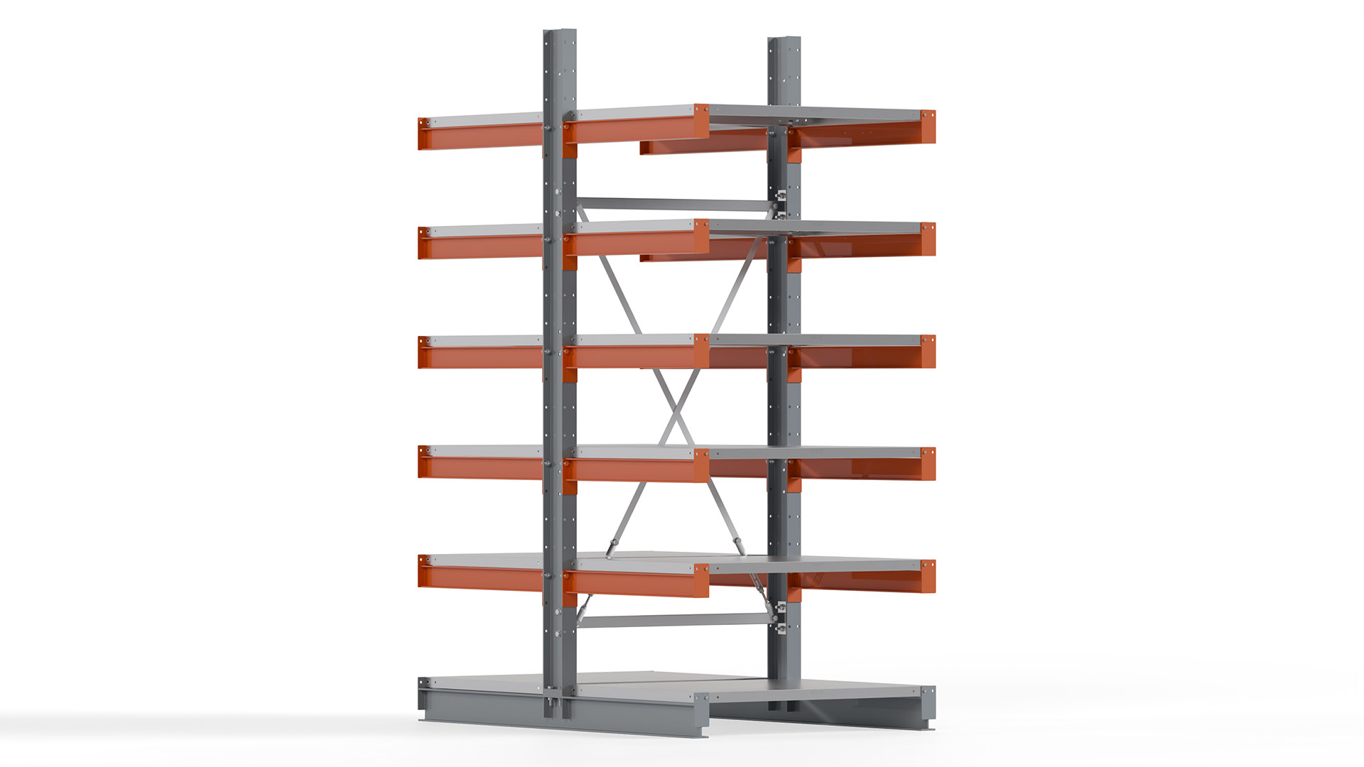 Kragarmregal KARL basic - lackiert - Breite: 100 cm - Höhe: 250 cm - Tiefe: 80 cm - Traglast je Kragarm: 550 kg - beidseitig