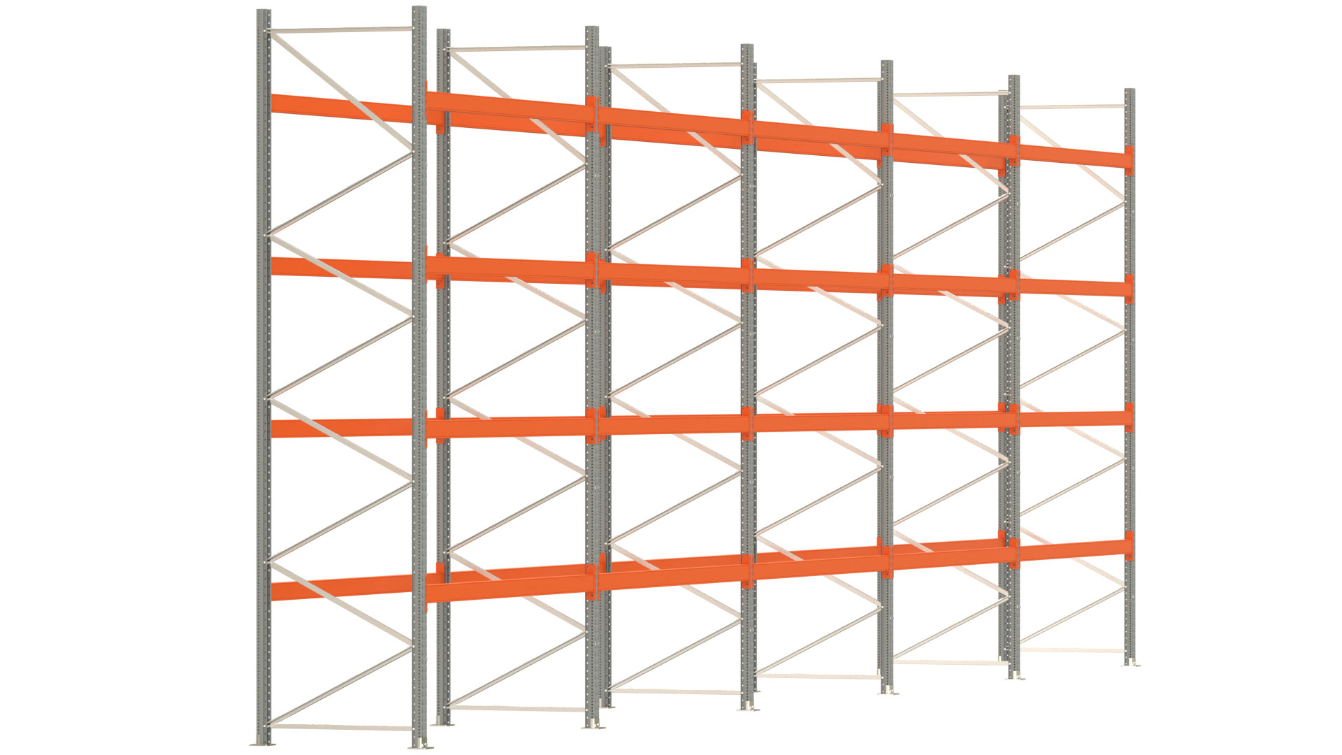 Palettenregal ARTUS - Breite 1401 cm - Höhe 450 cm - Tiefe 110 cm - Fachlast 2000 kg - 75 Palettenstellplätze