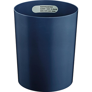 Sicherheits-Papierkorb, Kunststoff schwer entflammbar, Volumen 13 l, Durchm.xH 250x300 mm, blau, VE 5 Stück