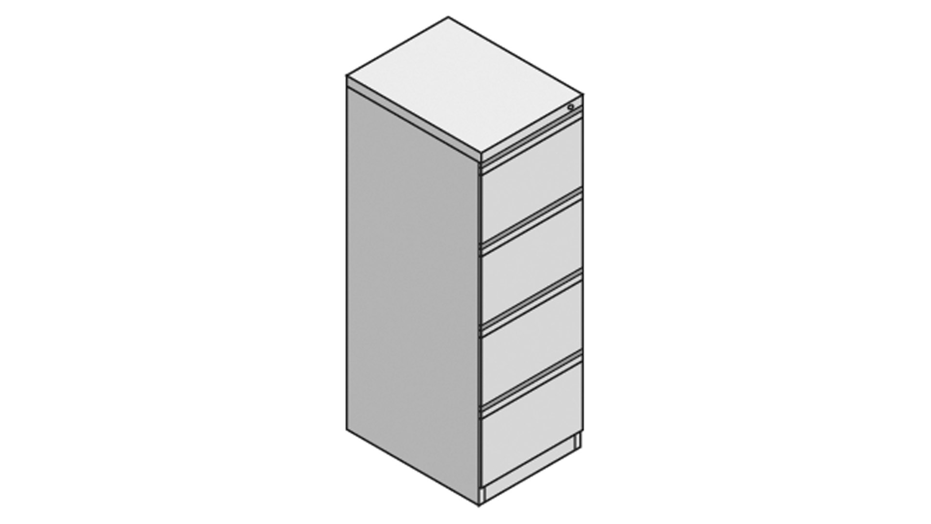Hängeregisterschrank, Schubladenschrank, BxTxH 433x590x1357 mm, einbahnig, 4 Schubladen, Griffleiste, RAL 9016 verkehrsweiß