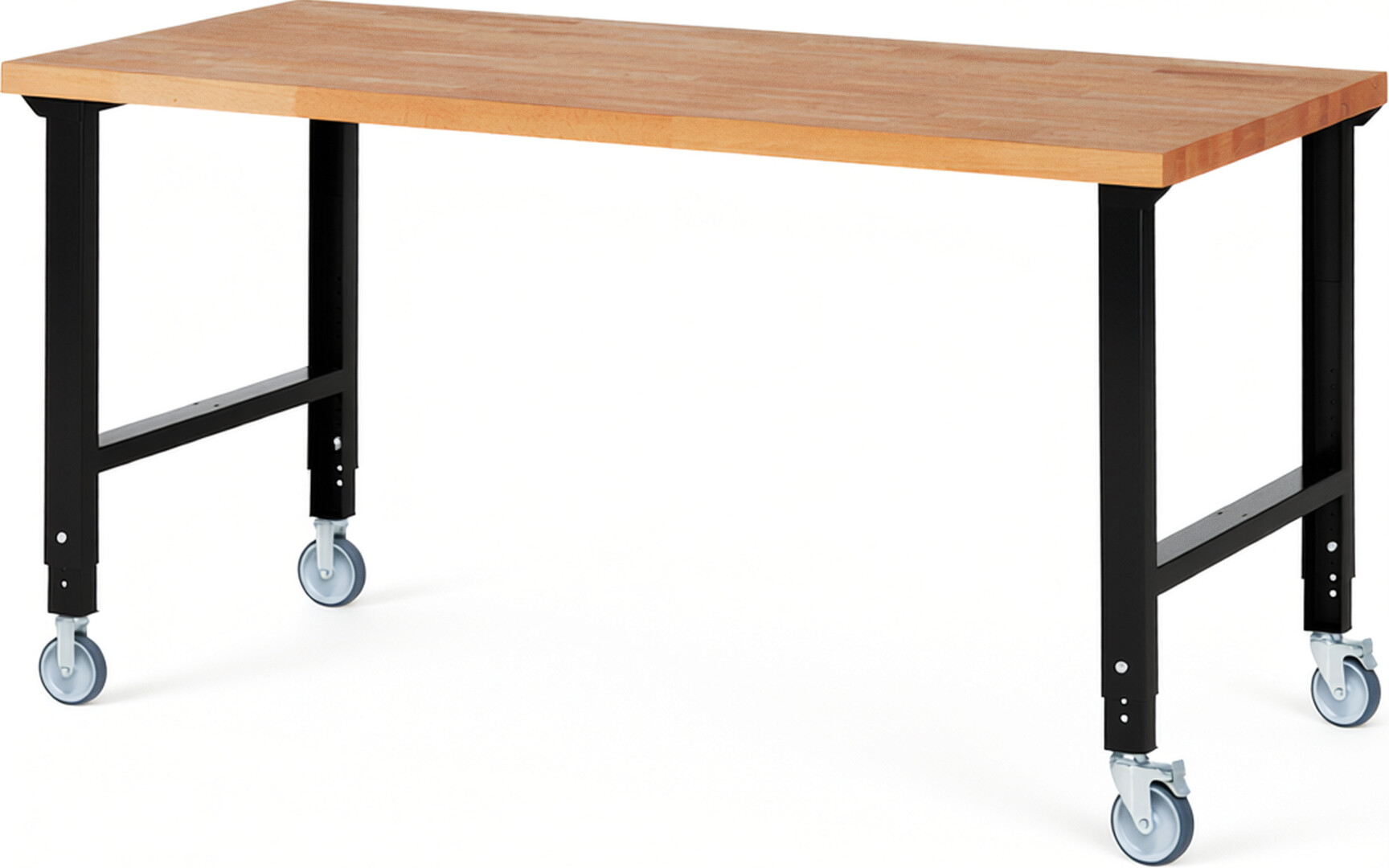 RAU Werkbank schwarz - Breite 200 cm - Tiefe 90 cm - Höhe 100 cm - Buche-Massiv Arbeitsplatte 40 mm