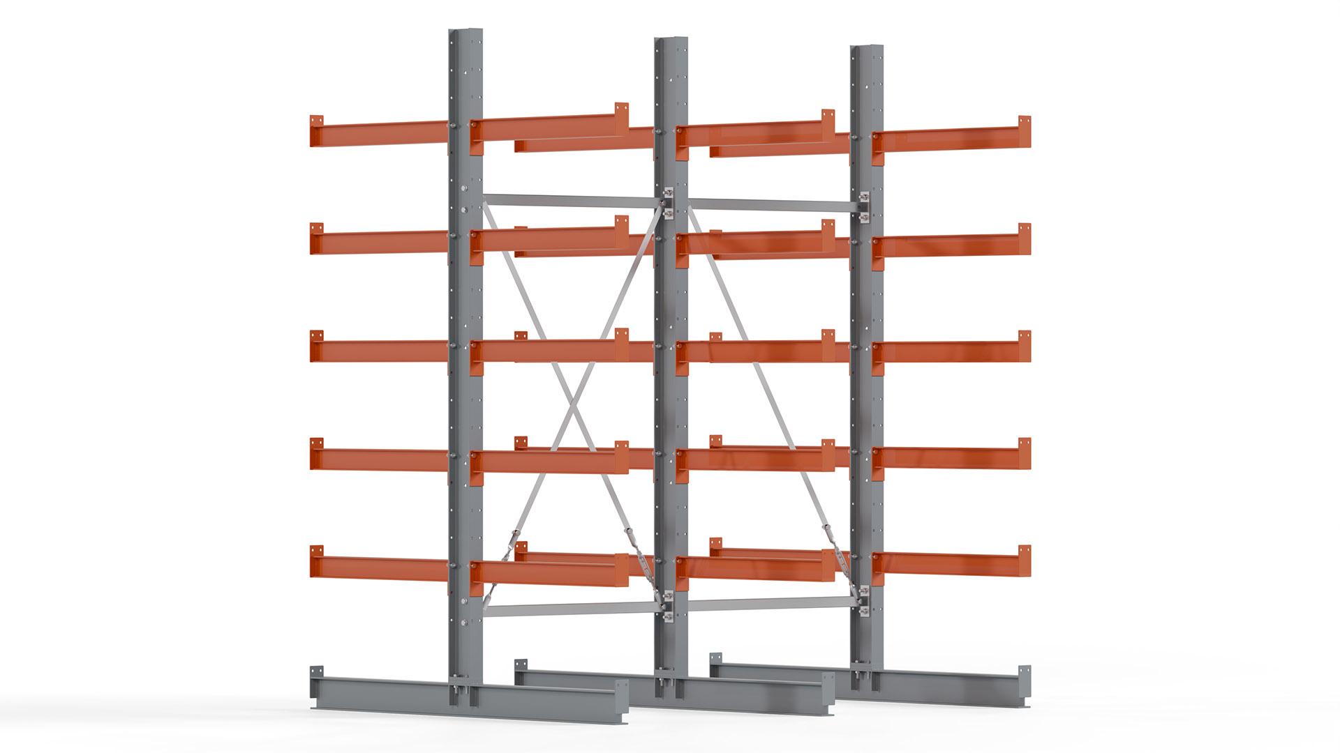 Kragarmregal KARL basic - lackiert - Breite: 200 cm - Höhe: 250 cm - Tiefe: 80 cm - Traglast je Kragarm: 550 kg - beidseitig