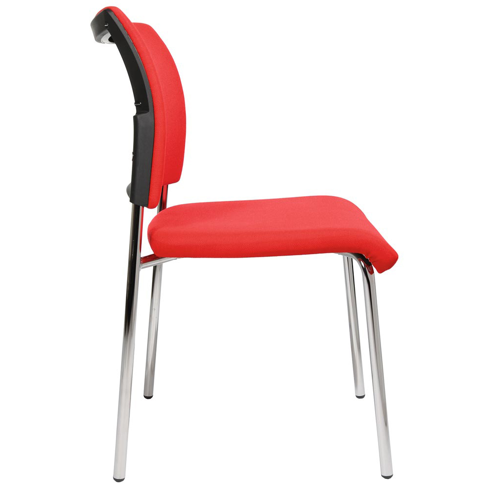 Stapelstuhl, Sitz-BxTxH 480x450x430 mm, Gesamthöhe 830 mm, 4-Fuß-Gestell verchromt, Sitz- + Rückenpolster rot, VE 2 Stück