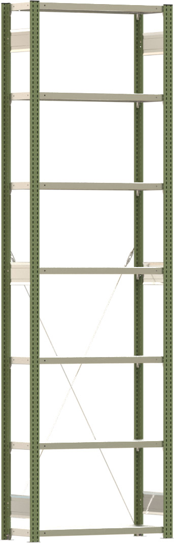 Fachbodenregal BERT - Breite: 87,5 cm - Tiefe: 30 cm - Höhe: 300 cm - 7 Böden - Grundregal