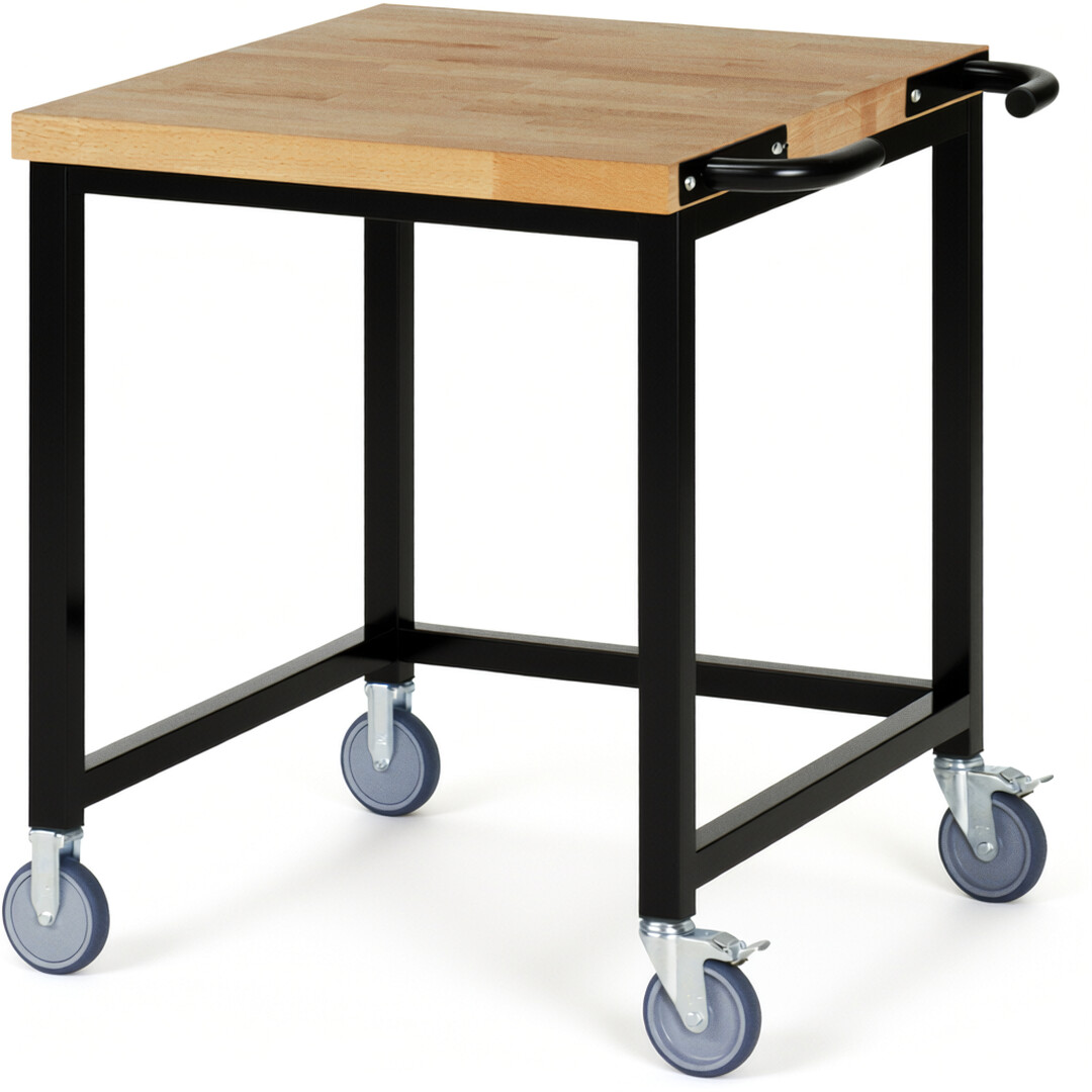 RAU Werkbank schwarz - Breite 75 cm - Tiefe 90 cm - Höhe 108 cm - Buche-Massiv Arbeitsplatte 40 mm