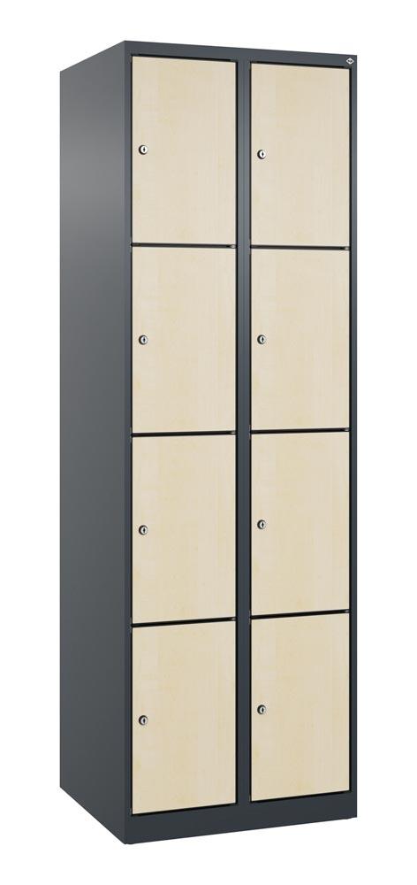Fächerschrank mit MDF Türen, Breite 60 cm, Höhe 185 cm, Tiefe 50 cm, 8 Fächer