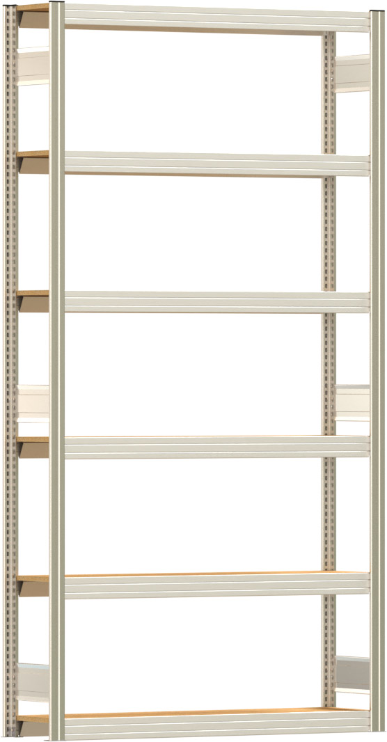 Fachbodenregal BERT - Breite: 128,5 cm - Tiefe: 30 cm - Höhe: 250 cm - 6 Böden - Grundregal