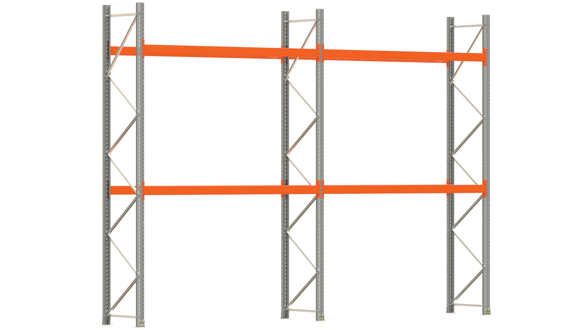 Palettenregal ARTUS - Breite 565,5 cm - Höhe 400 cm - Tiefe 80 cm - 2 Träger-Ebenen - Fachlast 2000 kg - 12 Palettenstellplätze