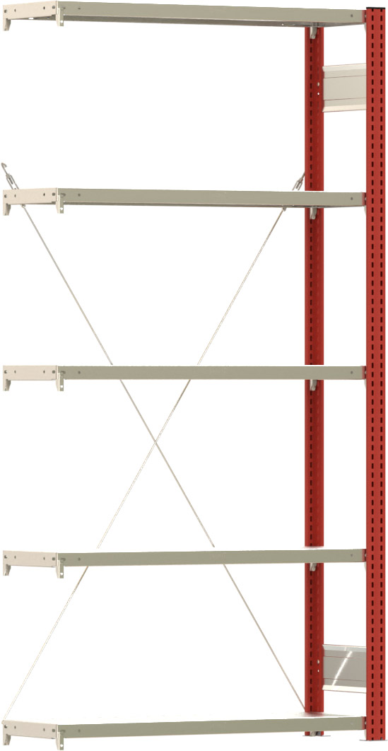 Fachbodenregal BERT - Breite: 100,5 cm - Tiefe: 30 cm - Höhe: 200 cm - 5 Böden - Anbauregal