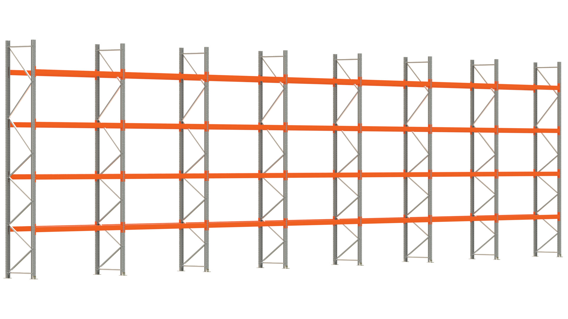 Palettenregal ARTUS - Breite 1958 cm - Höhe 500 cm - Tiefe 80 cm - Fachlast 2250 kg - 70 Palettenstellplätze