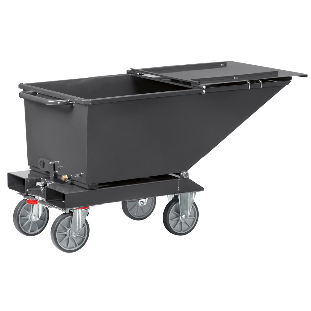 Klappbarer Deckel, 2-seitig zu öffnen, für Muldenkipper BxTxH 1359x713x780 mm, RAL 7016 anthrazitgrau