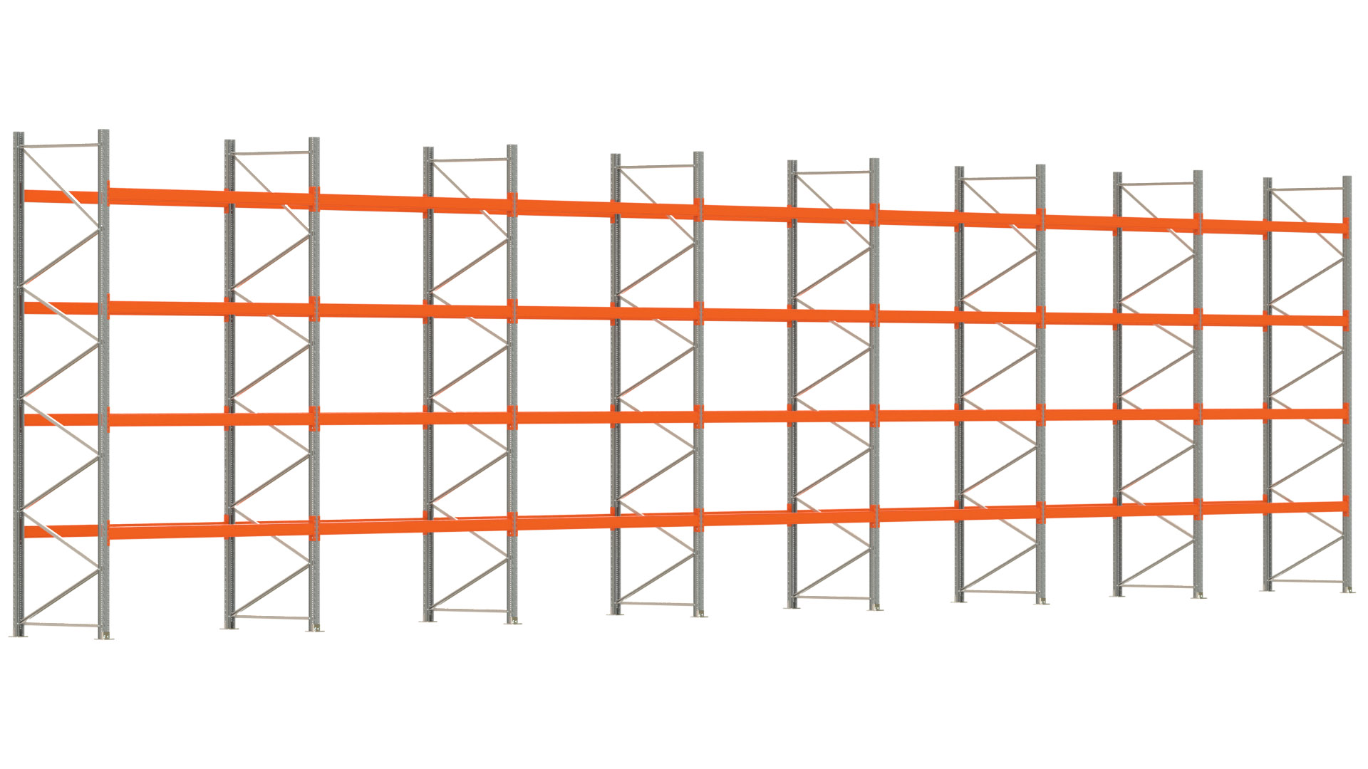 Palettenregal ARTUS - Breite 1958 cm - Höhe 450 cm - Tiefe 110 cm - Fachlast 2325 kg - 105 Palettenstellplätze