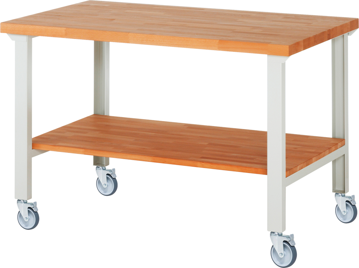 Fahrbare Werkbank Modell 7000,  BxTxH 1500x900x1000 mm,  Buche-Massiv Arbeitsplatte 40 mm