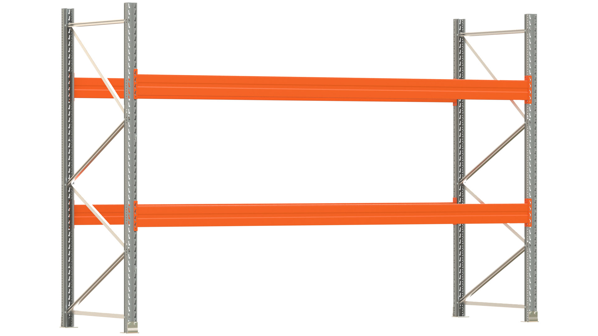 Palettenregal ARTUS - Breite 377 cm - Höhe 250 cm - Tiefe 110 cm - 2 Träger-Ebenen - Fachlast 4000 kg - 12 Palettenstellplätze