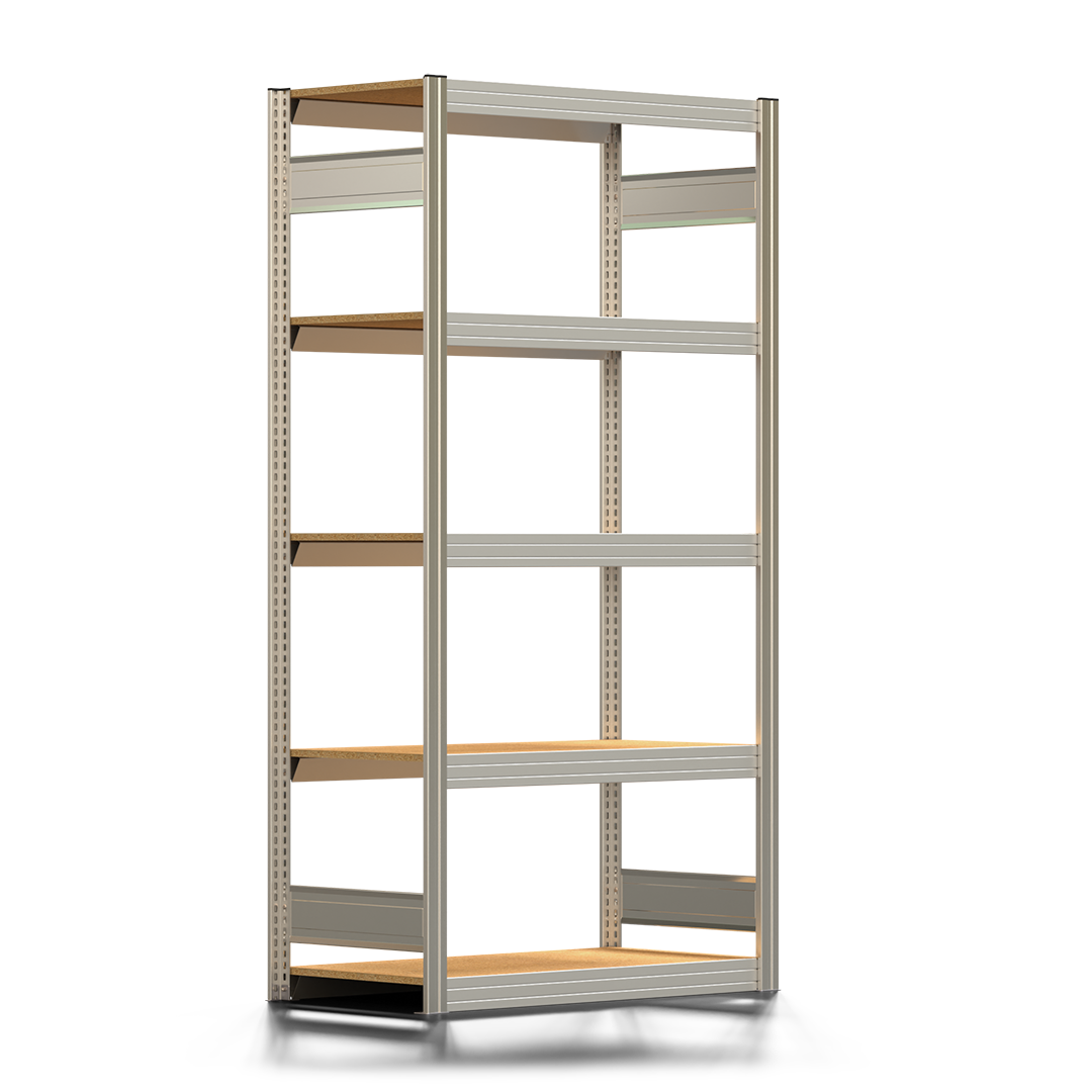 Fachbodenregal BERT - Breite: 100,5 cm - Tiefe: 50 cm - Höhe: 200 cm - 5 Böden - Grundregal