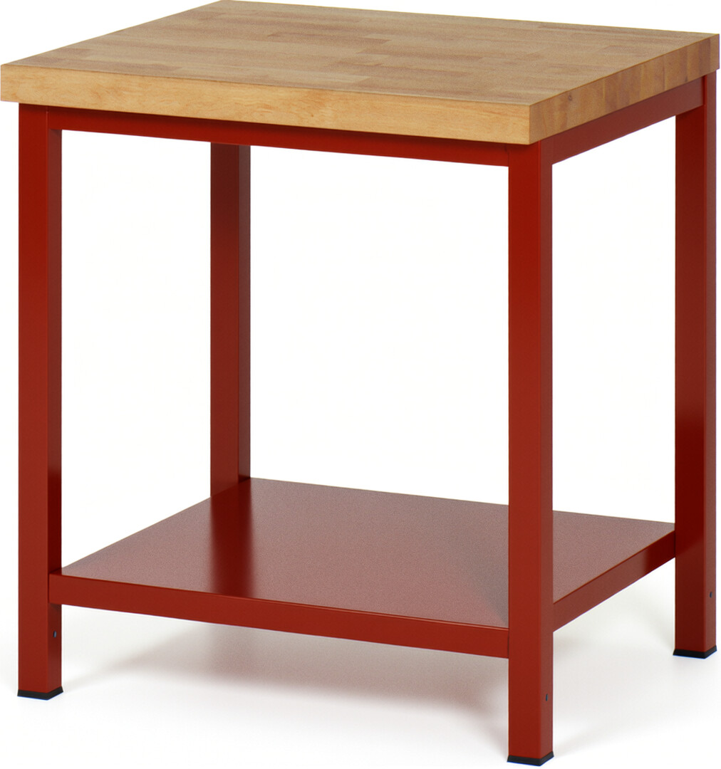 Werkbank Modell 8000 rot, BxTxH 750x700x840-1040 mm,  Buche-Massiv Arbeitsplatte 40 mm