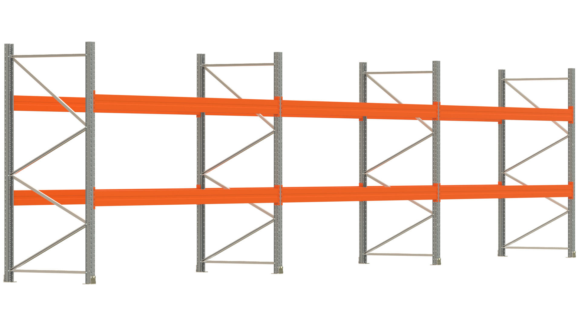 Palettenregal ARTUS - Breite 1114 cm - Höhe 250 cm - Tiefe 110 cm - 2 Träger-Ebenen - max. Fachlast 4000 kg - 36 Palettenstellplätze