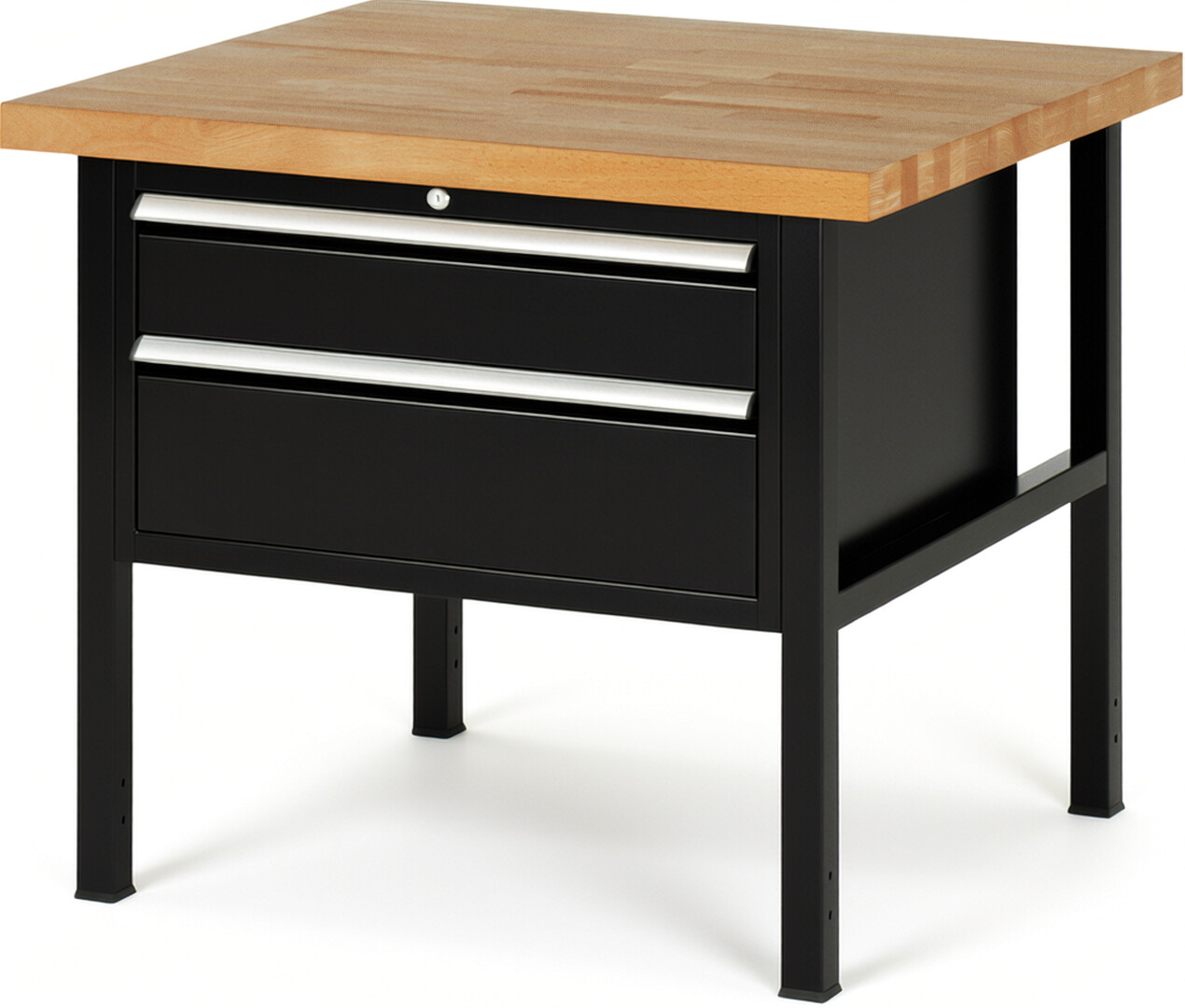 RAU Werkbank schwarz - Breite 100 cm - Tiefe 90 cm - Höhe 84 cm - Buche-Massiv Arbeitsplatte 40 mm