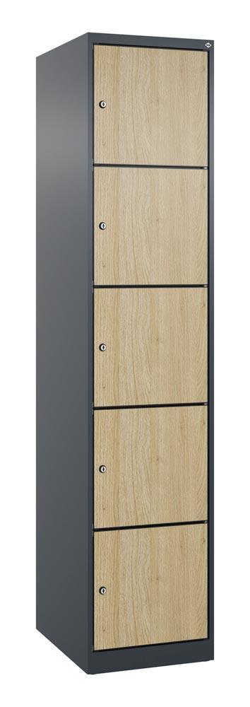 Fächerschrank mit MDF Türen, Breite 40 cm, Höhe 185 cm, Tiefe 50 cm, 5 Fächer