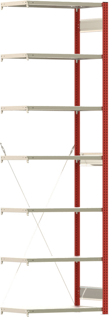 Fachbodenregal BERT - Breite: 87,5 cm - Tiefe: 50 cm - Höhe: 300 cm - 7 Böden - Anbauregal