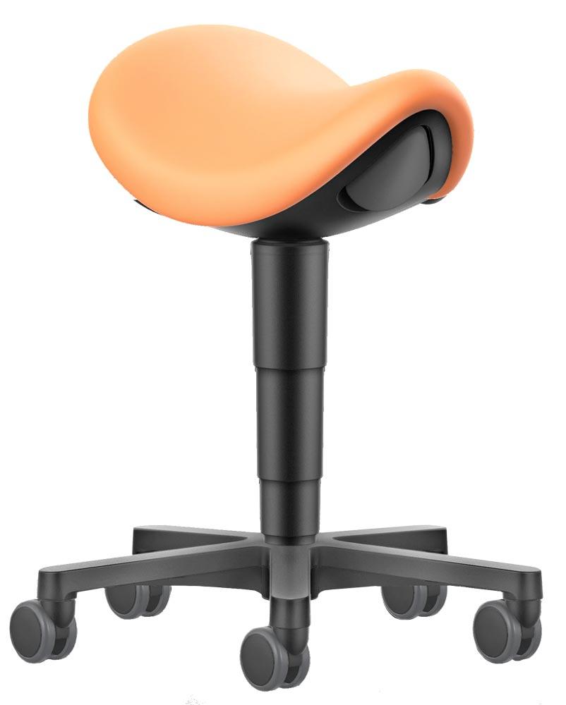 Sattelhocker,Rollen, Sitzfläche aus Polsterschaum, Sitzhöhe 540-800 mm, Kunstleder, apricot