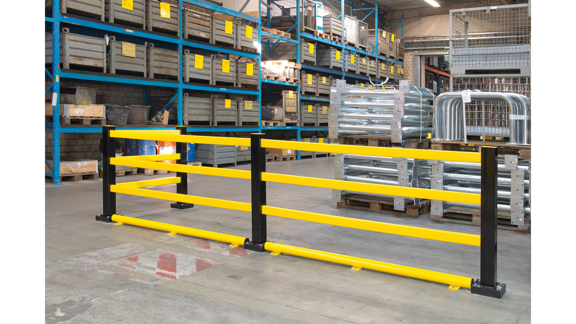 Hybrid-Rammschutz-Bodenbarriere, Querbalken, 74x52x5 mm, Kunststoff, gelb, Länge 1000 mm