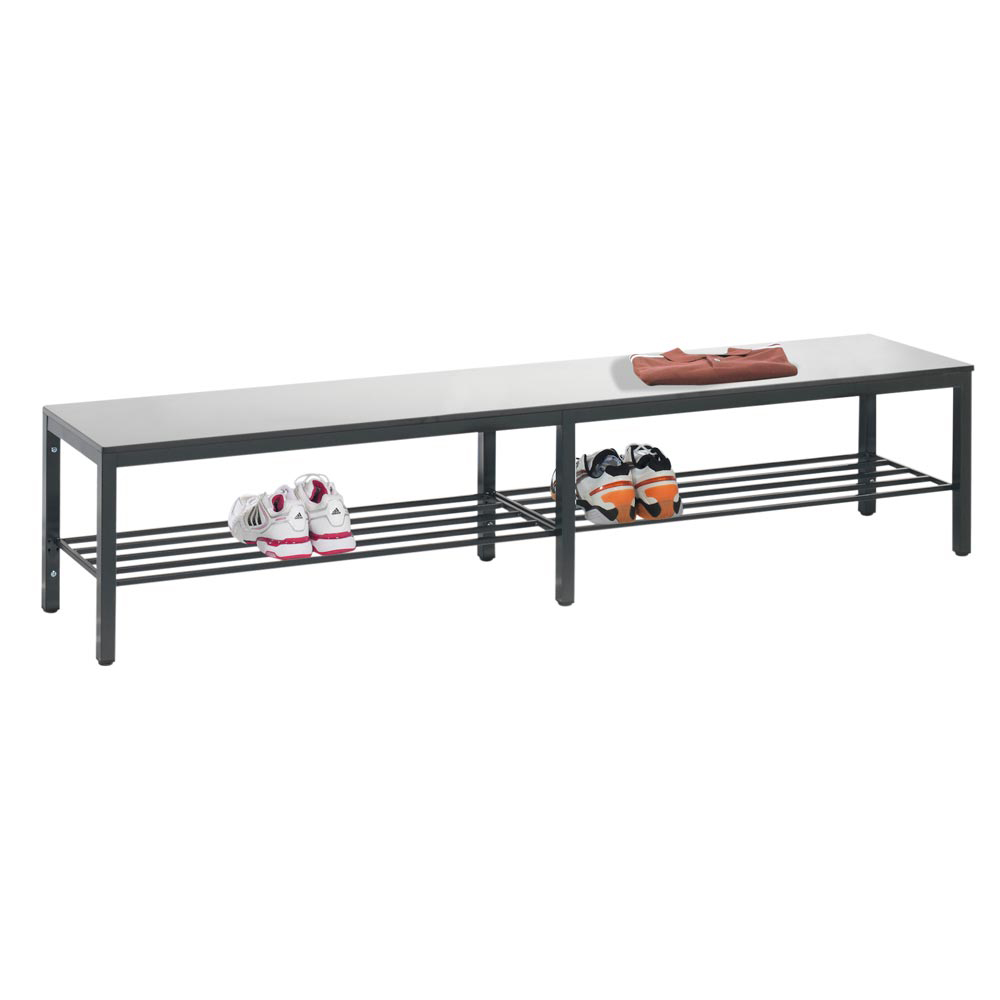 Garderobenbank, SchuhrostBxTxH 1960x353x401 mm, silbergrau