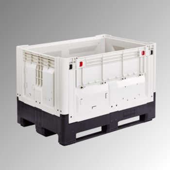 Palettenbox mit Kufen - Polyethylen - klappbar - Traglast 650 kg - 978 x 1.200 x 1.000 mm (HxBxT) - weiß/schwarz
