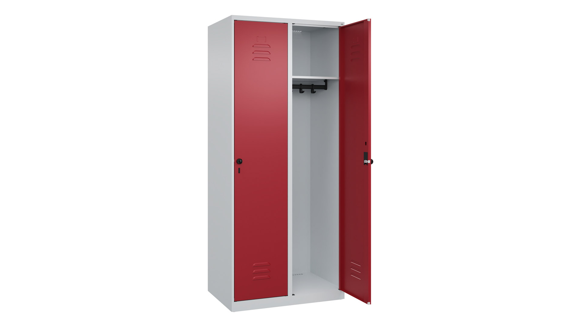 Spind - Garderobenschrank, Breite 80 cm, Höhe 185 cm, Tiefe 50 cm, 2 Abteile